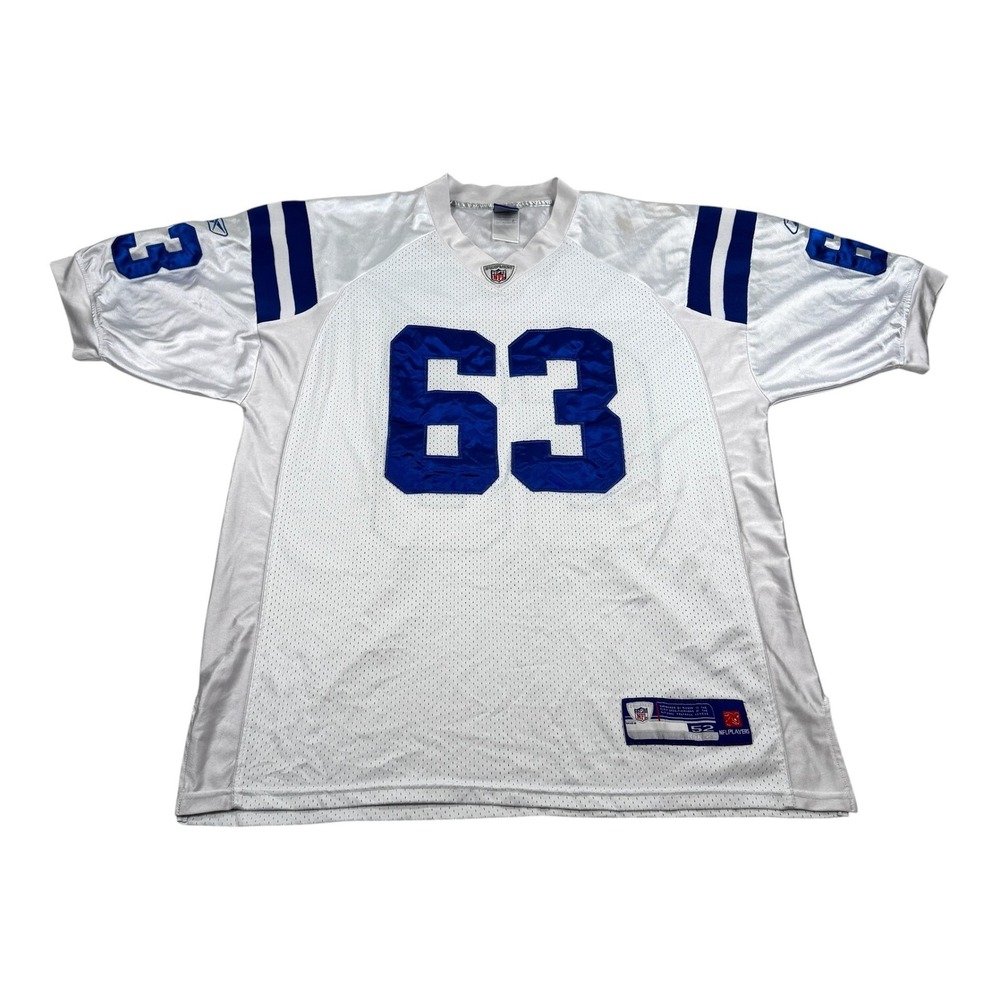 Vtg Indianapolis Colts Jersey Mens 52 White NFL Reebok Saturday 63 Authentic